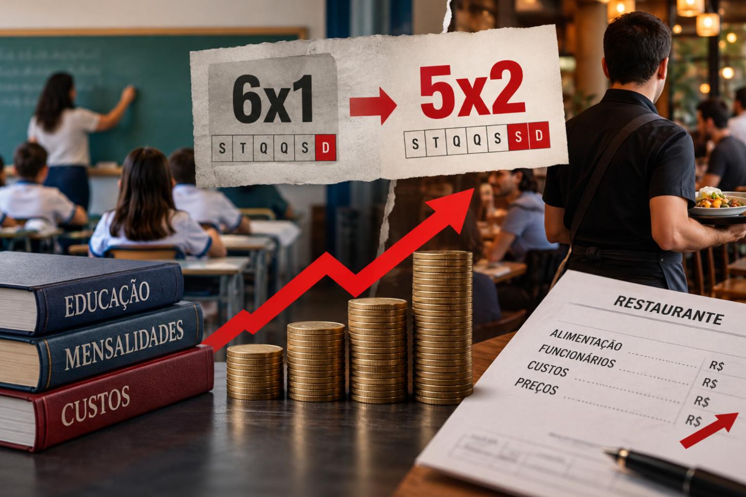 Nova escala de trabalho 5x2 começa a provocar danos à economia ao forçar aumento nas mensalidades escolares